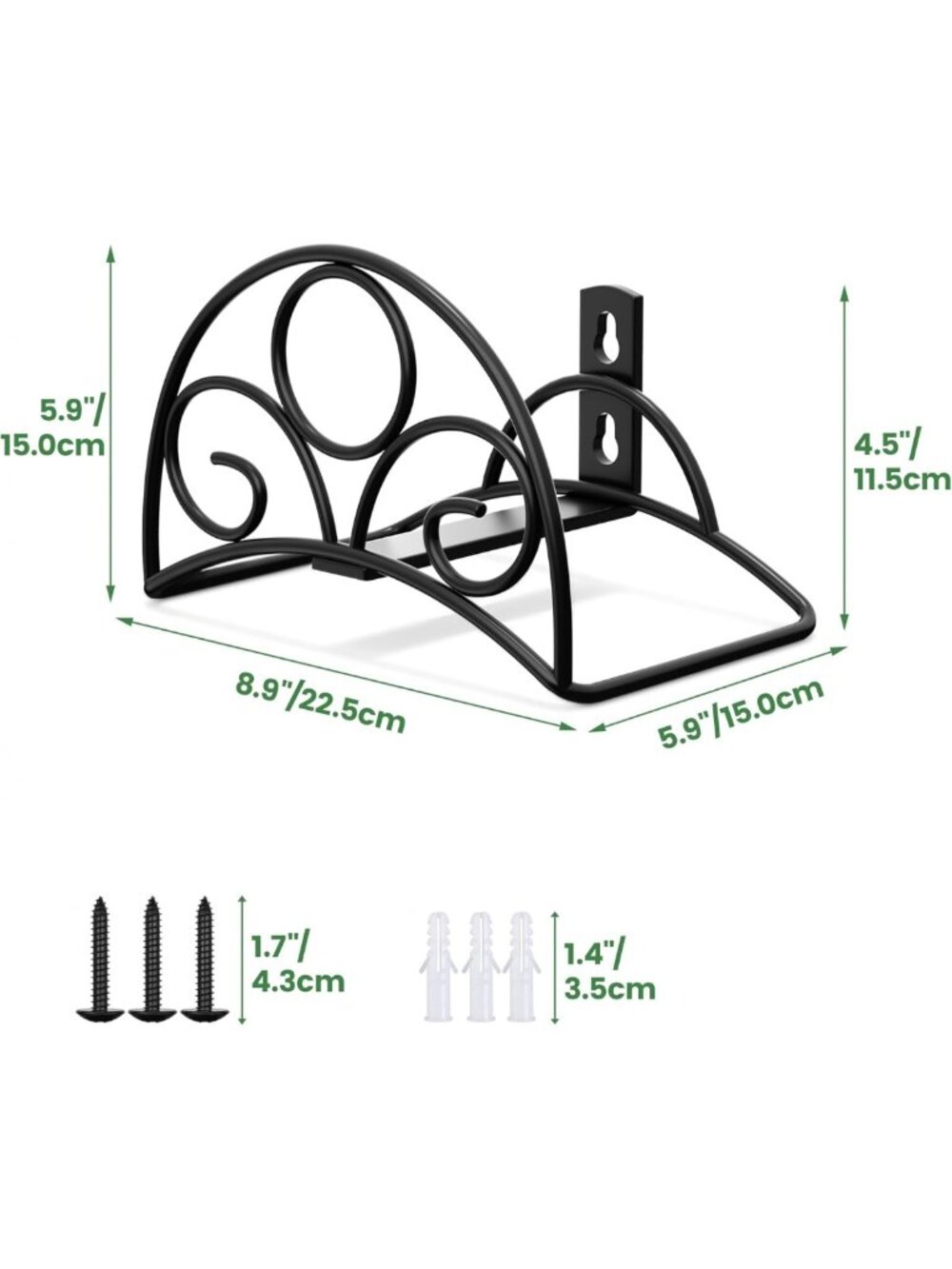 Heavy Duty Wall Mounted Metal Hose Holder - Garden Hose Hanger for Cords - Picture 3 of 7